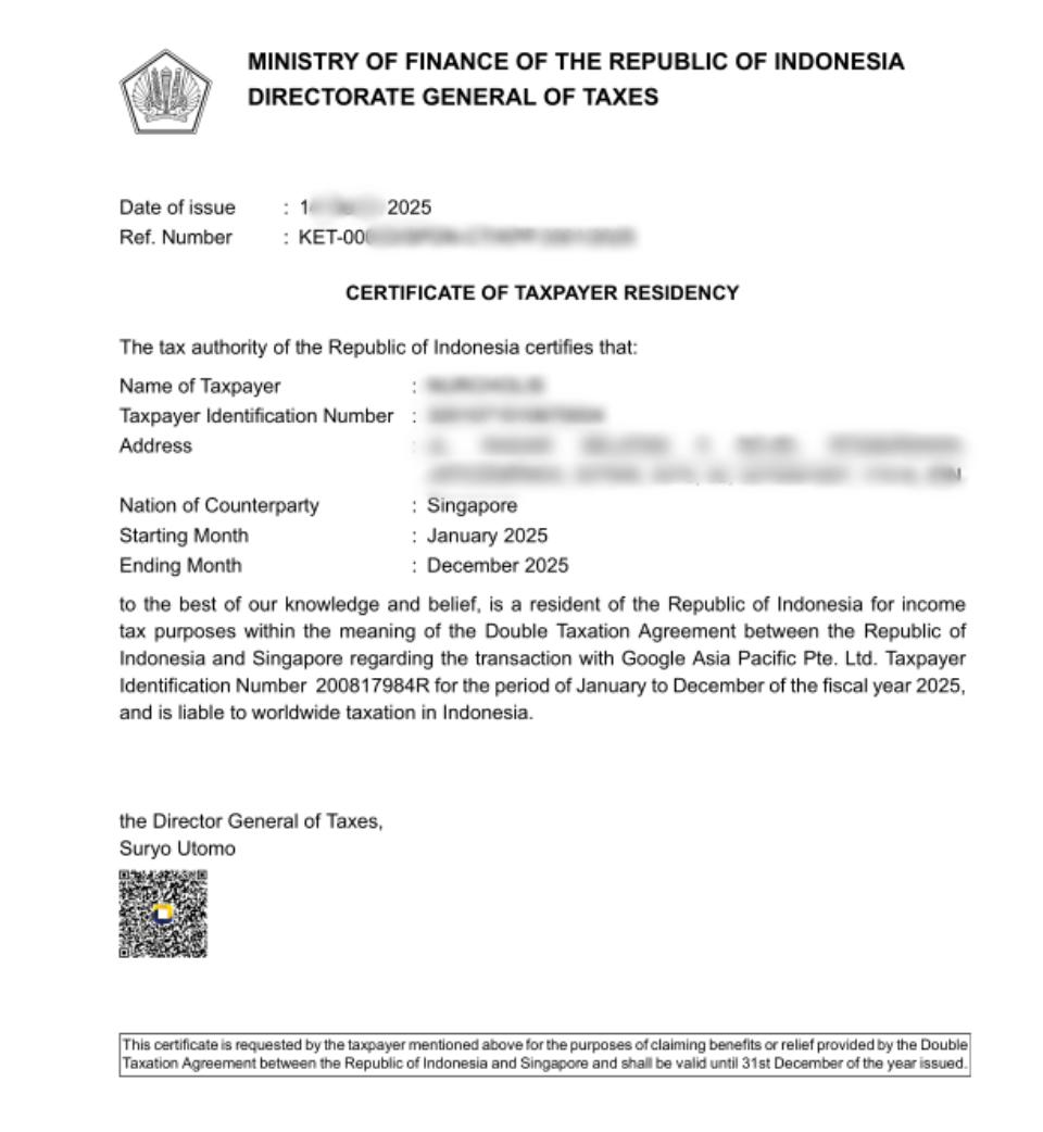 surat keterangan domisili, tax residency ceritificates