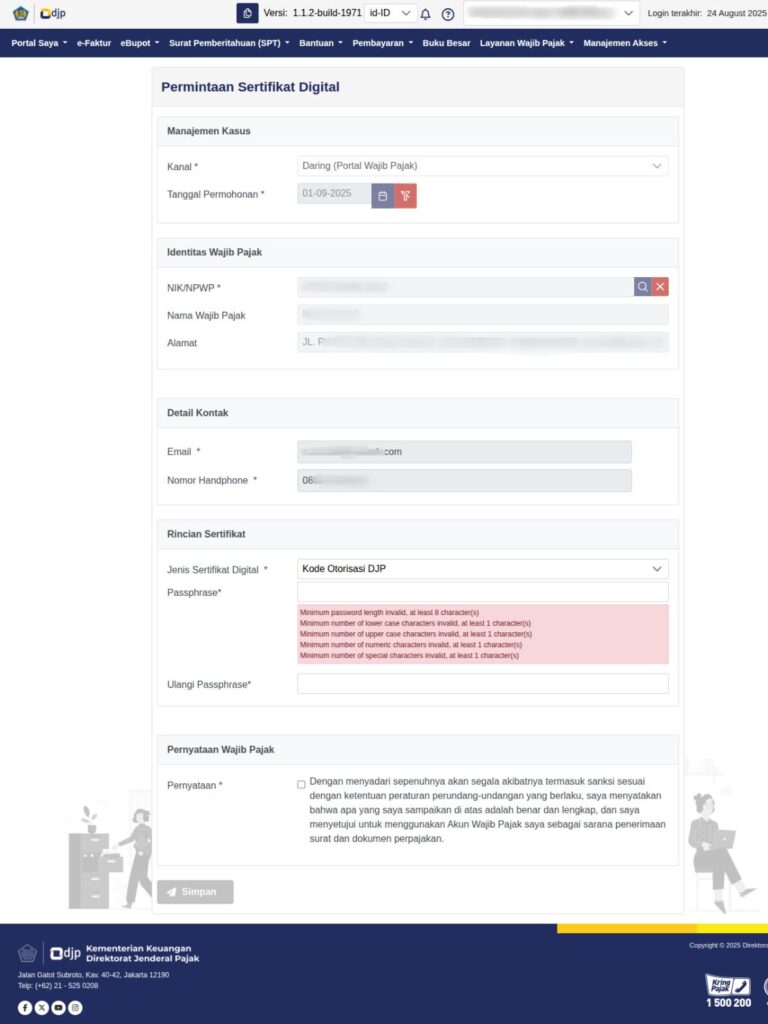 sertifikat digital pajak
